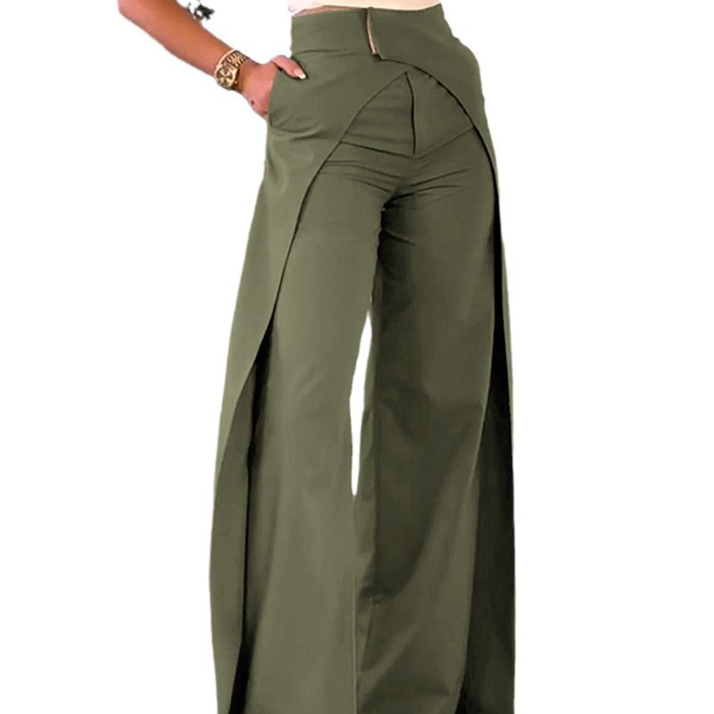 European And American Cross-design Casual Wide-leg Pants