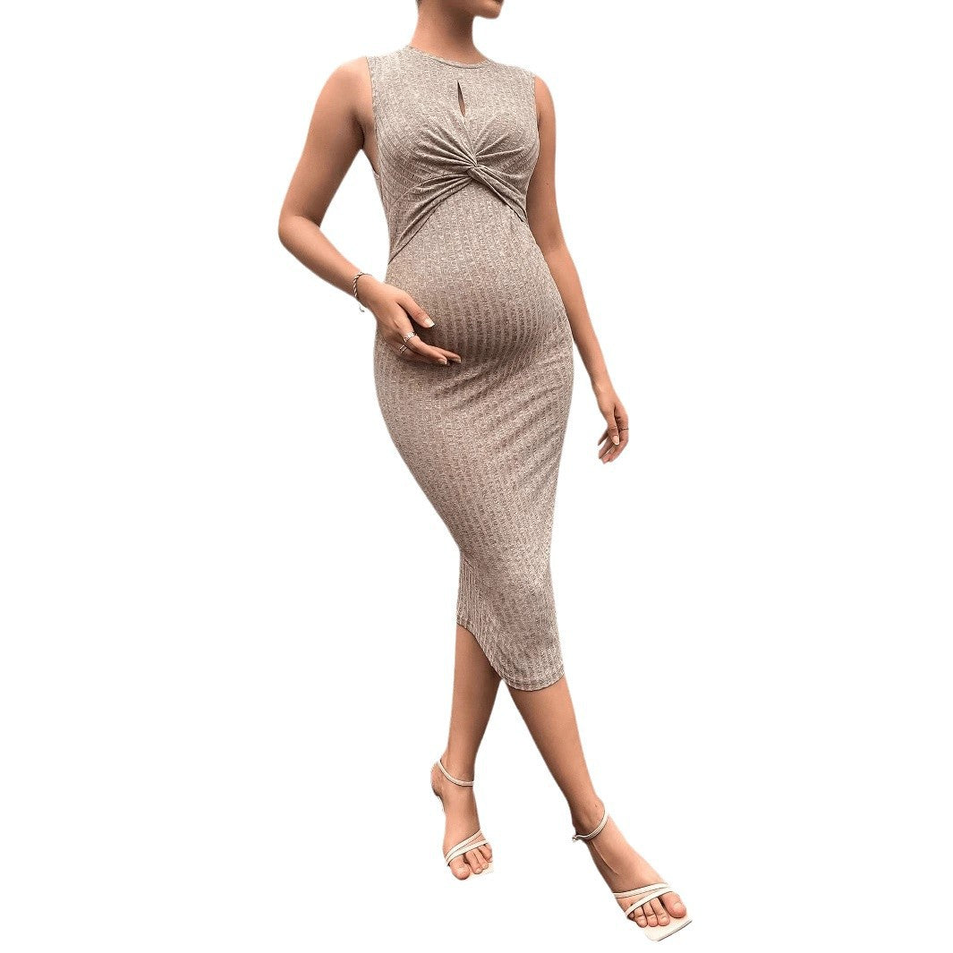 Women's Slim-fit Pregnant Women's Hollow Twist Front Sleeveless