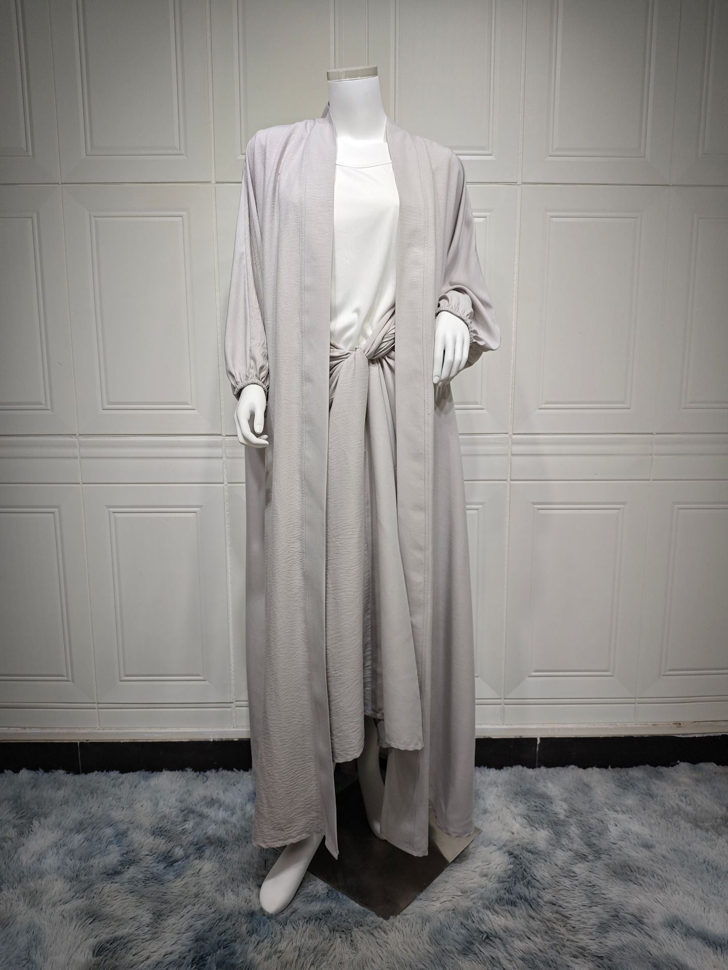 Nipped Waist Skirt Robe Two-piece Set